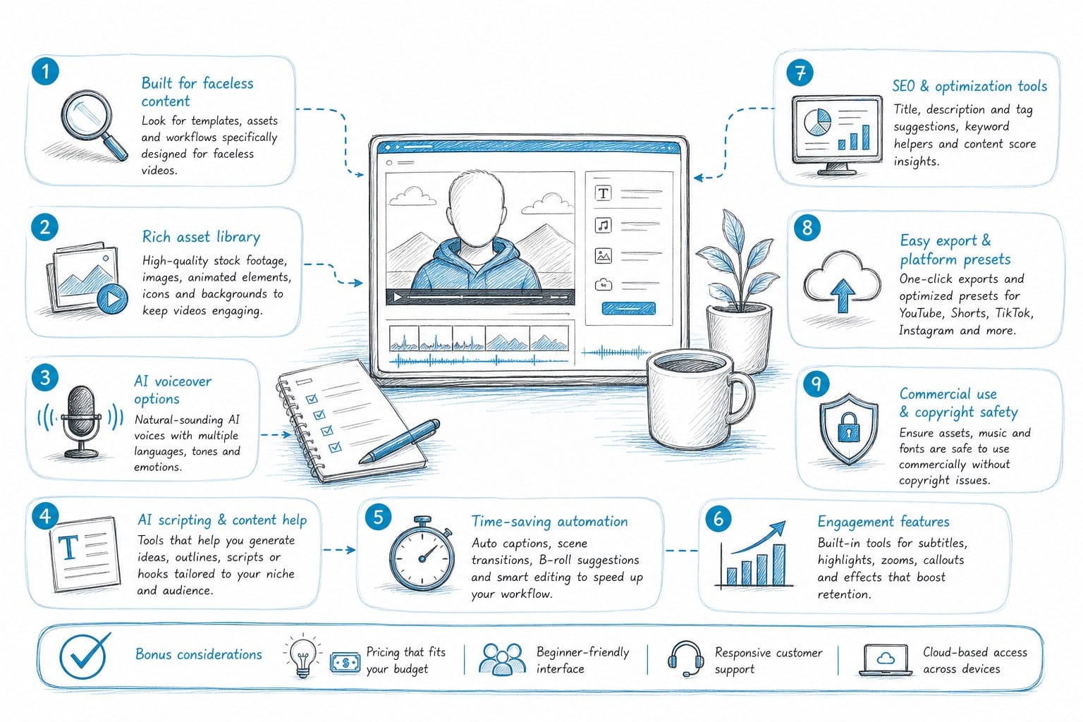 Infographic: What to look for in a TubeMagic alternative if you make faceless videos