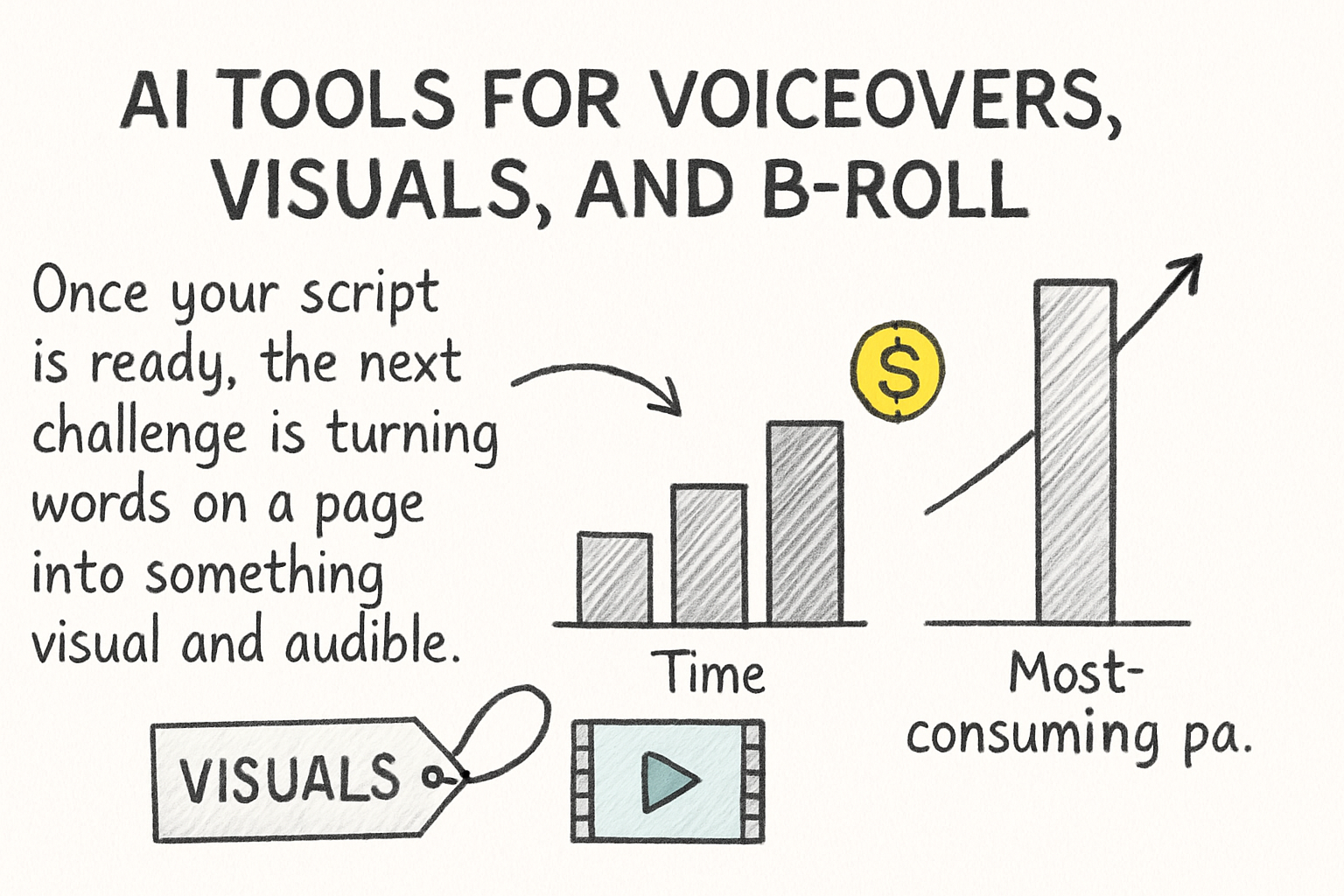 Infographic: AI tools for voiceovers, visuals, and b-roll