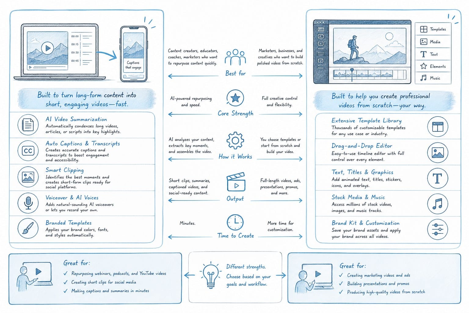 Infographic: What Pictory AI and InVideo are actually built to do