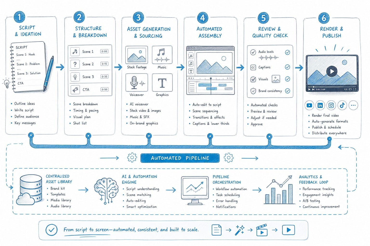 Infographic: How to build an automated production pipeline from script to finished video