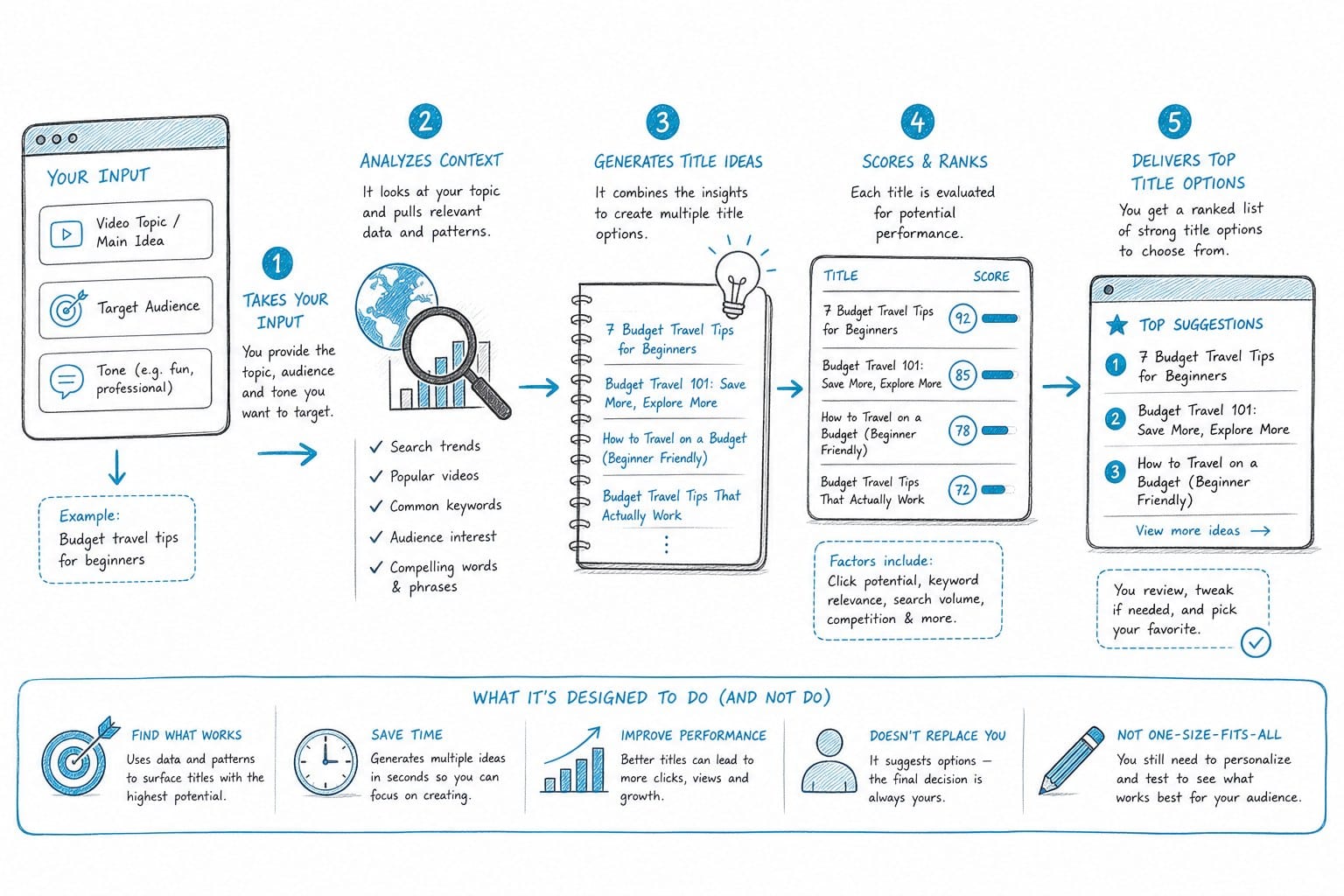 Infographic: What a YouTube video title generator actually does