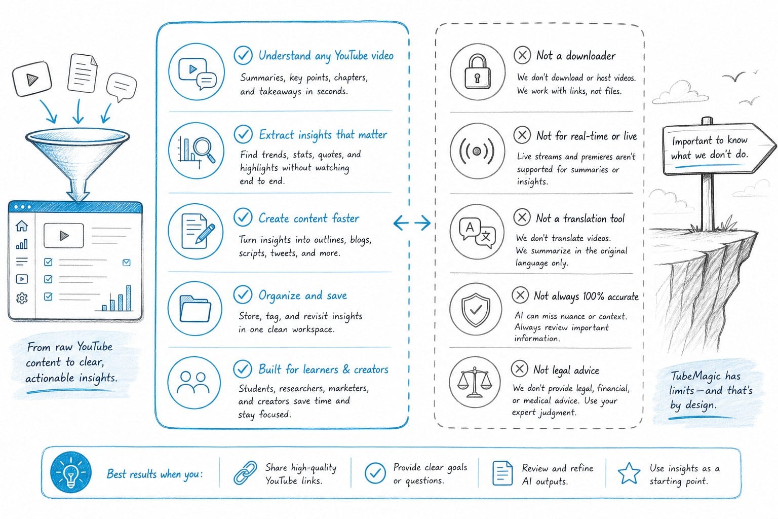 Infographic: What TubeMagic is built for and where it stops short