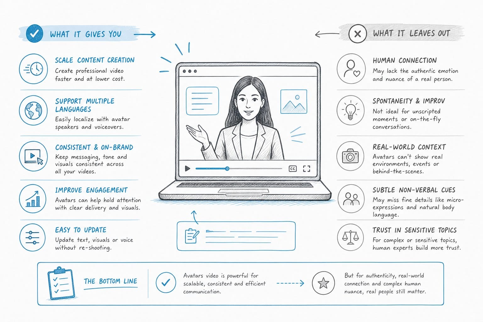 Infographic: What avatars video actually gives you and what it leaves out