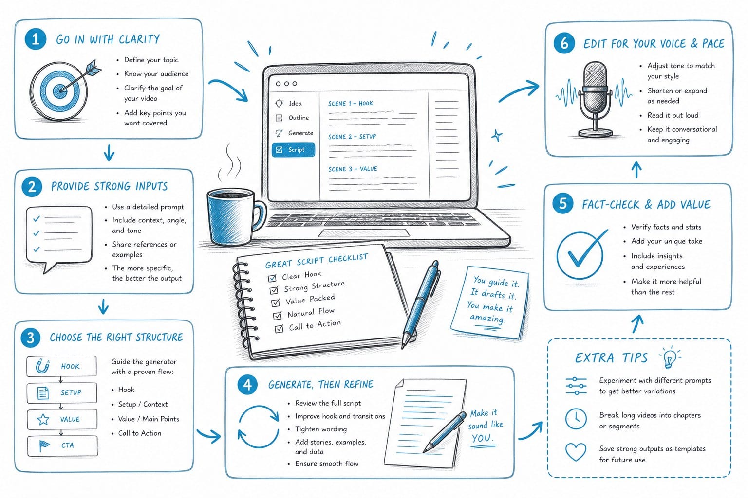 Infographic: How to get the most out of a free script generator for long-form videos