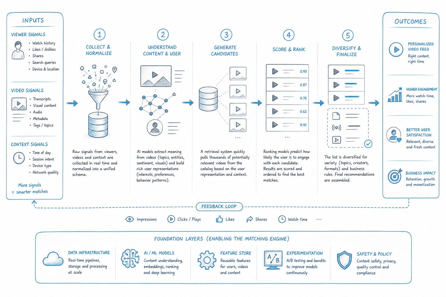 Infographic: How the matching process works inside a modern AI video platform