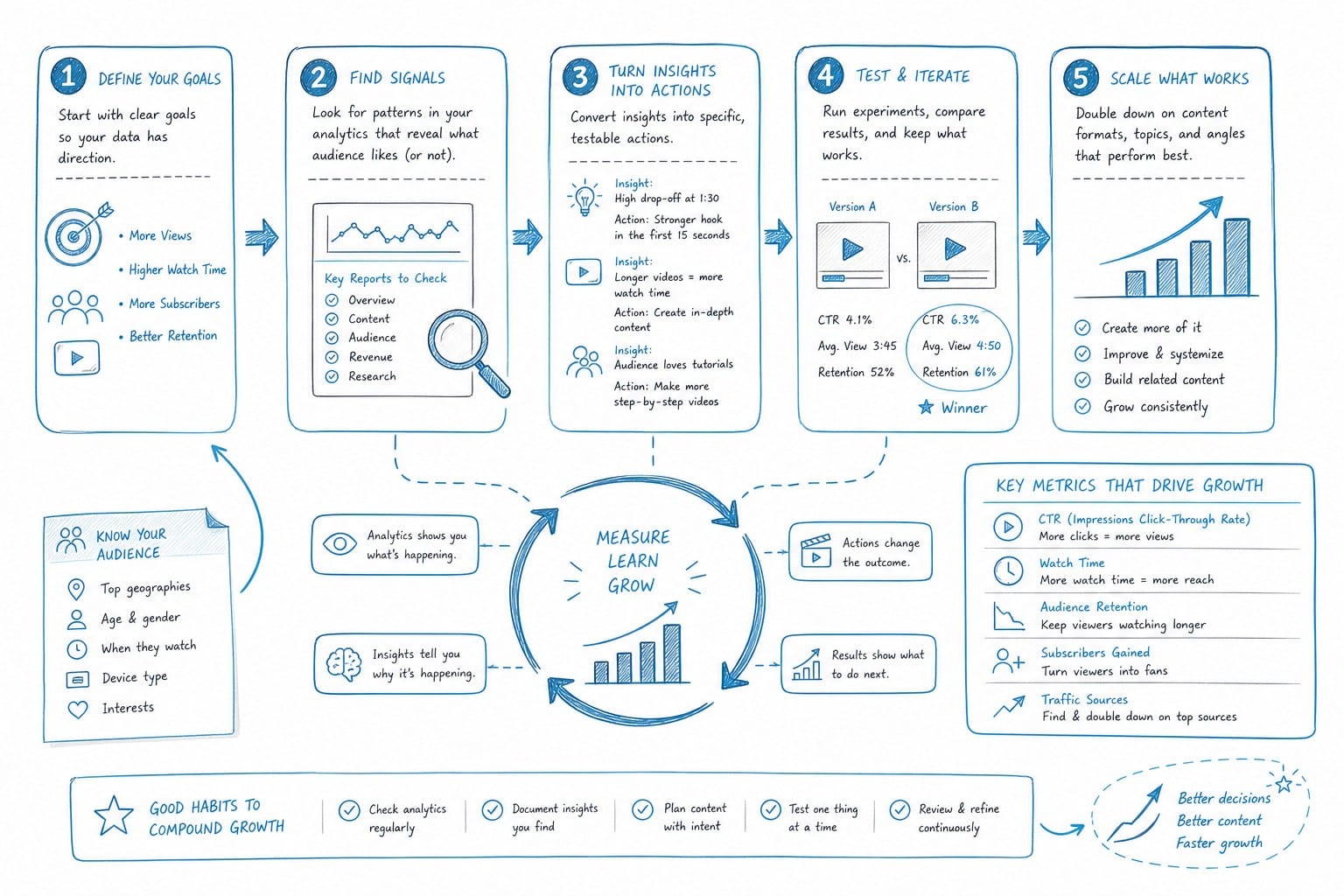 Infographic: How to actually use analytics data to grow your channel faster