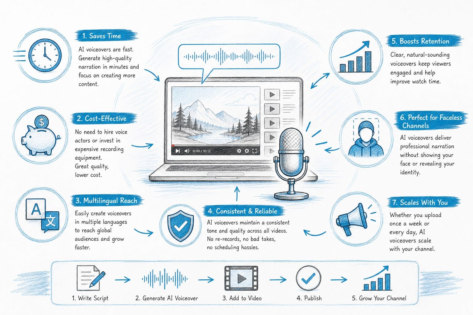 Infographic: Why AI voiceover makes sense for faceless YouTube channels