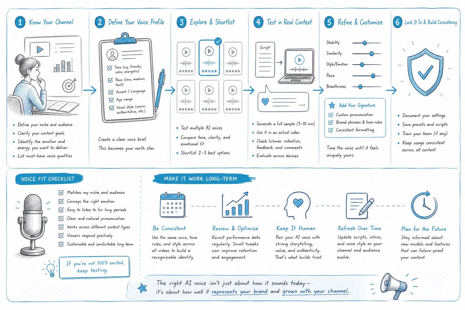 Infographic: How to choose the right AI voice for your channel and make it work long-term