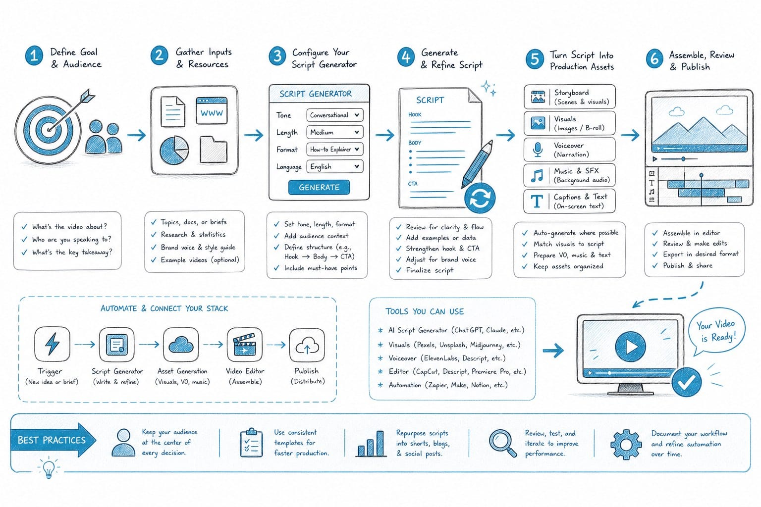 Infographic: How to set up a script generator workflow that automates your video production