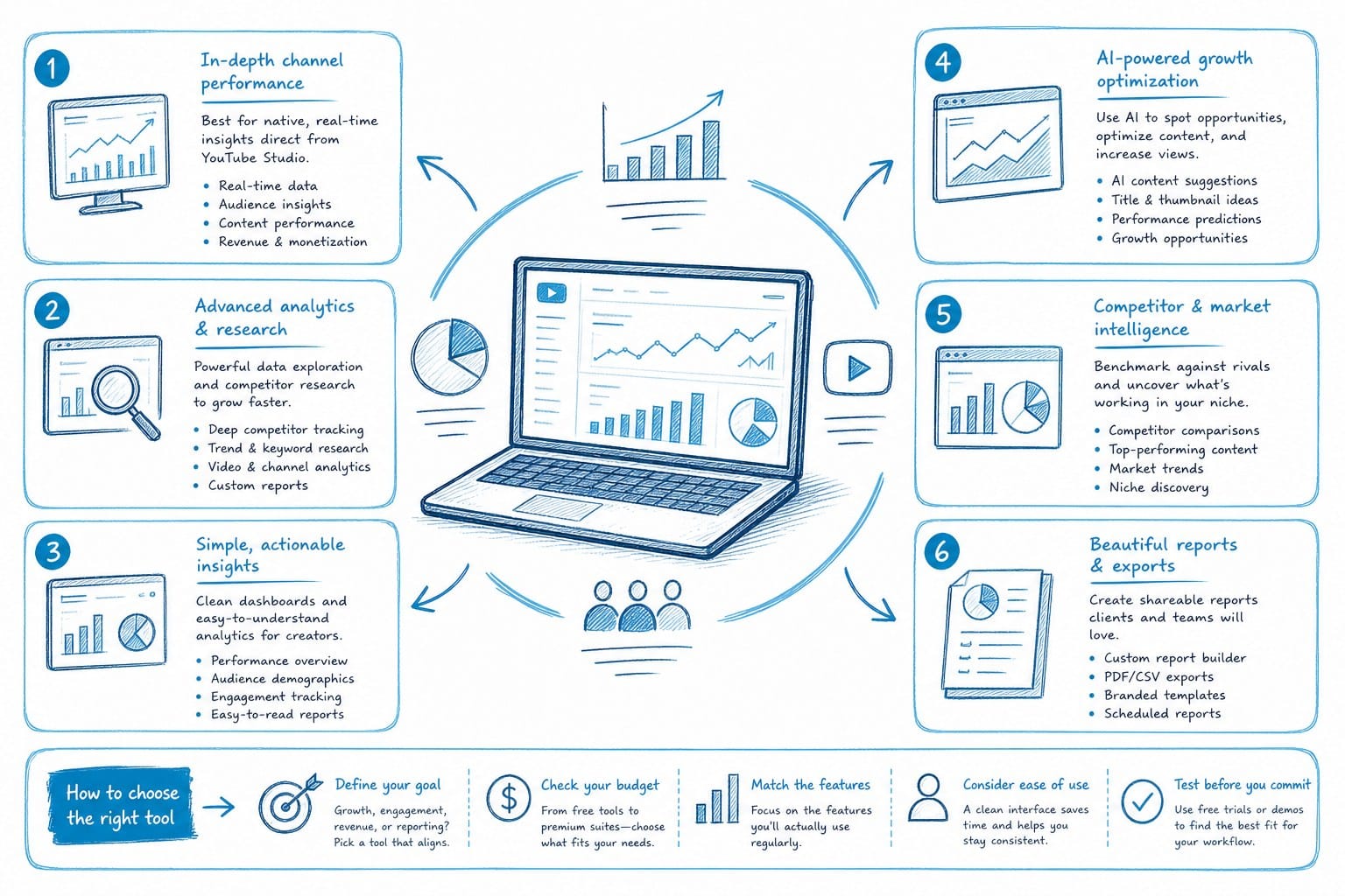 Infographic: The best YouTube analytics tools and what they do well
