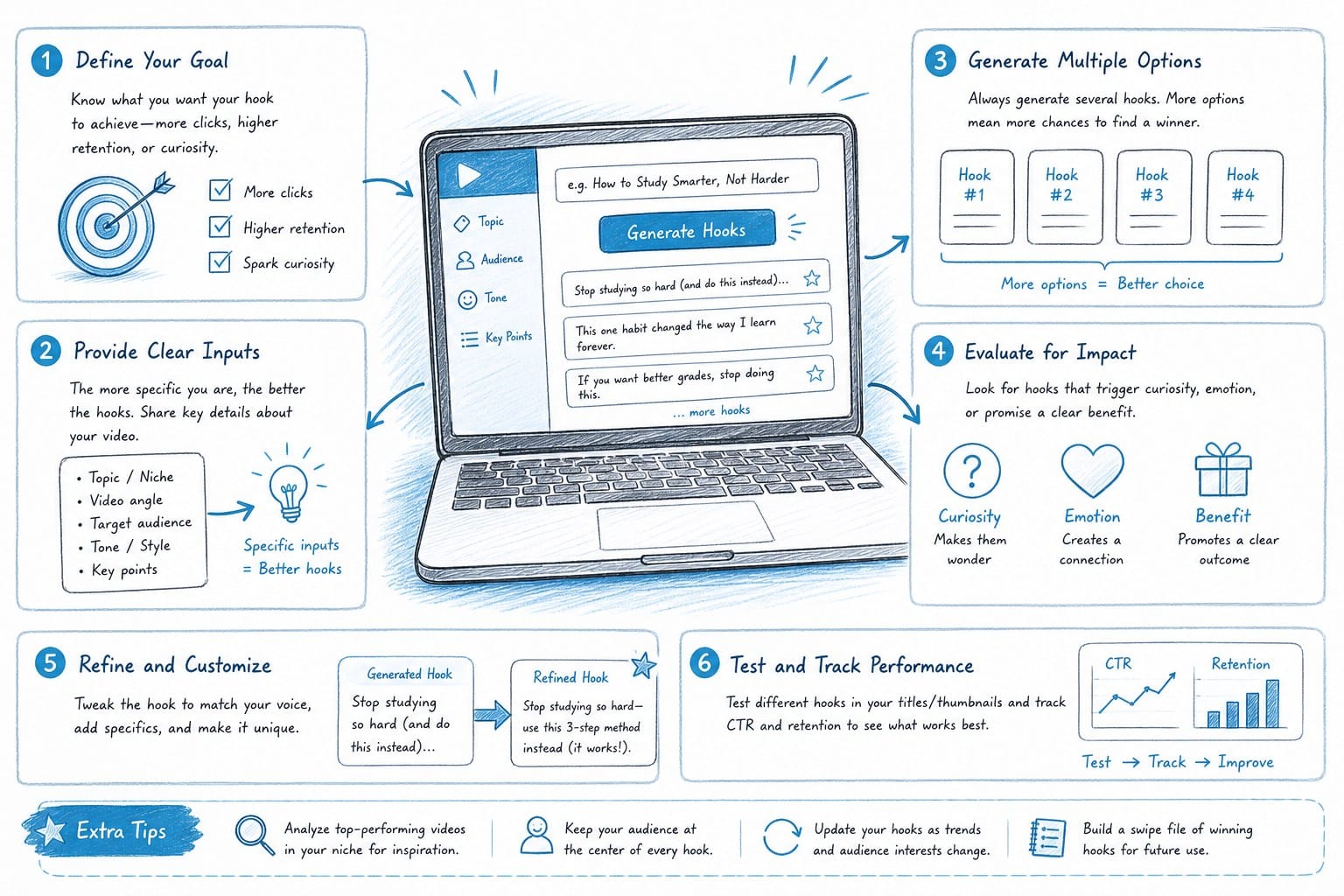 Infographic: How to use a youtube hook generator effectively