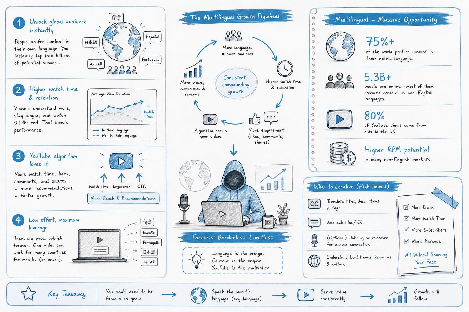 Infographic: Why multilingual content is the fastest way to grow a faceless YouTube channel