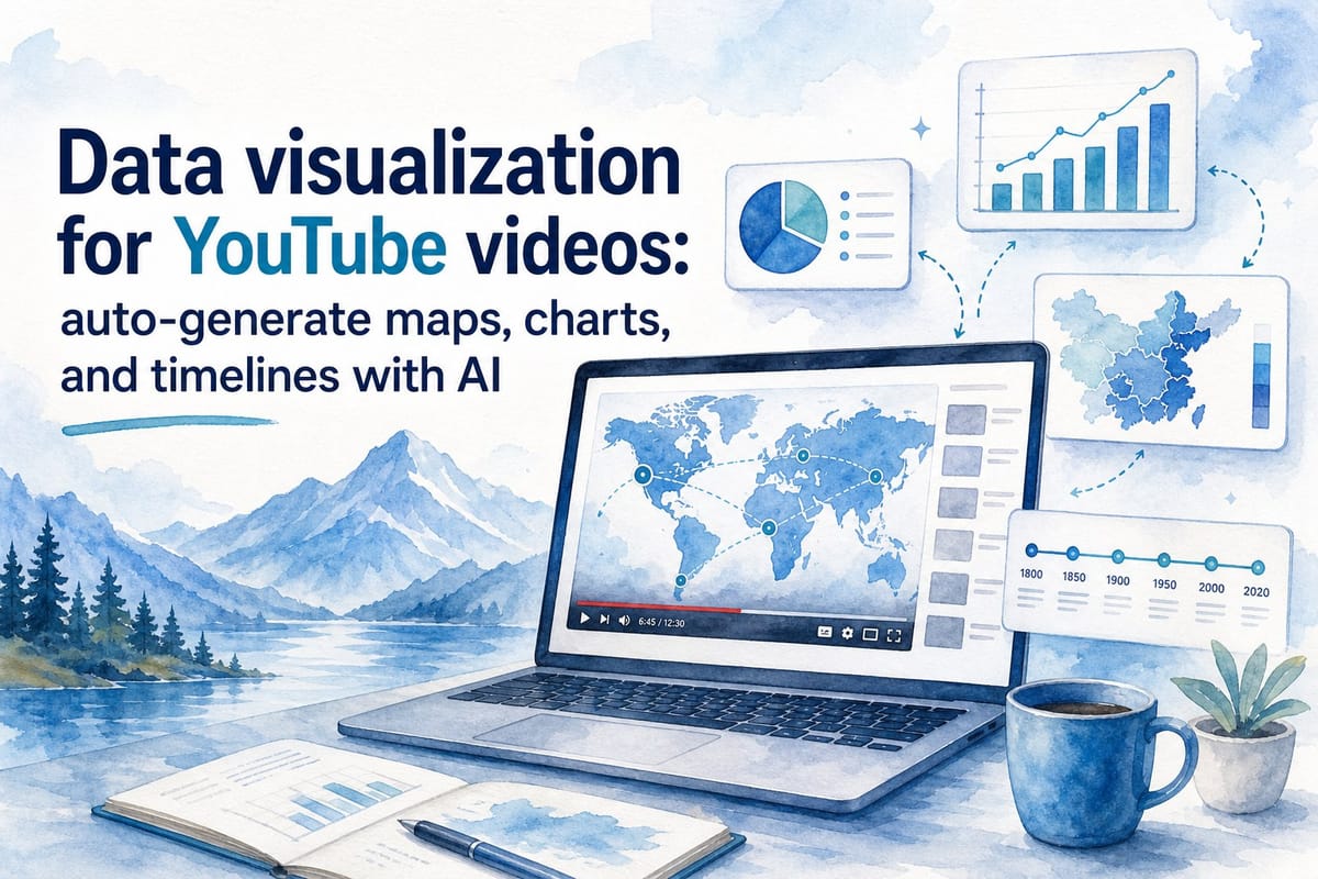Data visualization for YouTube videos: auto-generate maps, charts, and timelines with AI