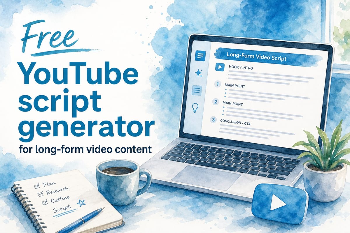 Free YouTube script generator for long-form video content