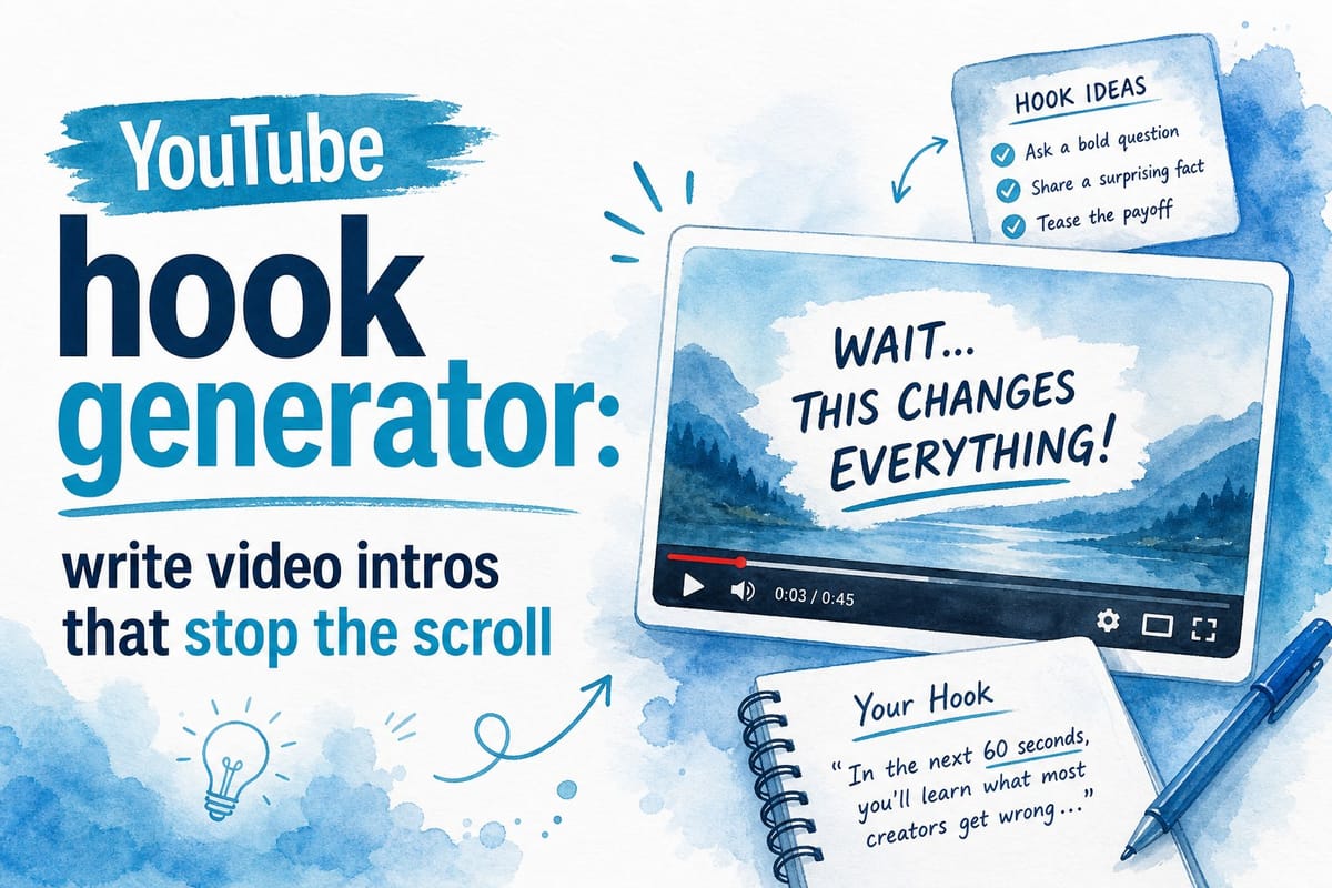 YouTube hook generator: write video intros that stop the scroll