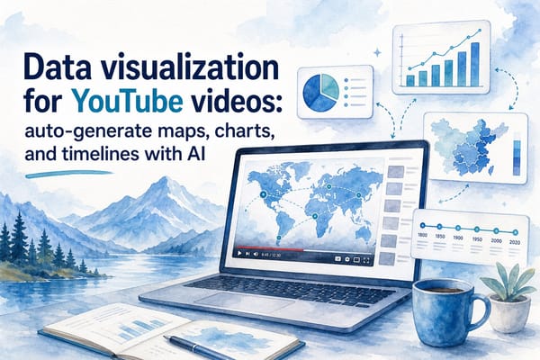 Data visualization for YouTube videos: auto-generate maps, charts, and timelines with AI